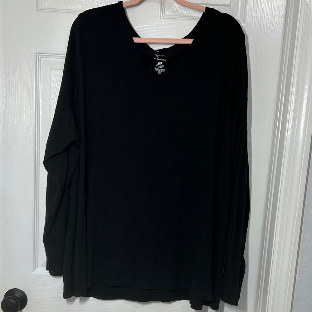 Sonoma Black V-Neck Women's Plus long sleeve Tee size 2XT